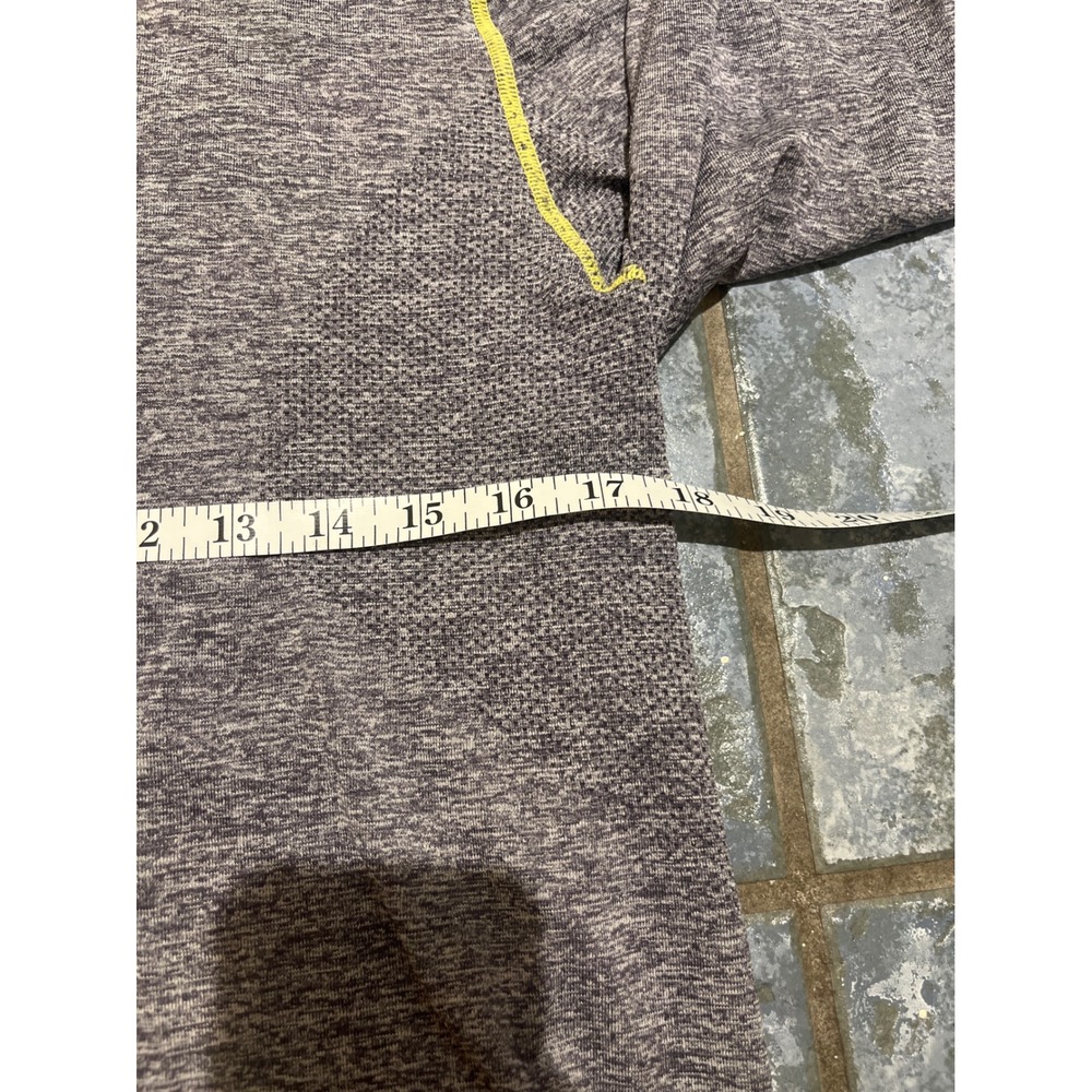 Lululemon Long Sleeve Athletic Shirt Heathered Gray Yellow Trim Men's Medium - Picture 4 of 8
